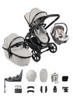 Peach 8 Taupe Pushchair and Carrycot - 360 Car Seat Pushchair Bundle