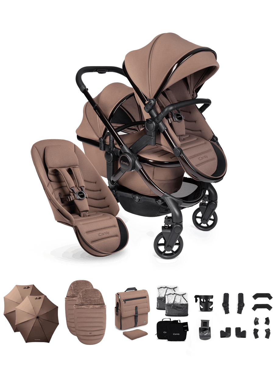Peach 8 Coco Pushchair and Carrycot - Double Pushchair Bundle