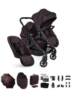 Peach 8 Coffee Bean Pushchair and Carrycot - Double Pushchair Bundle