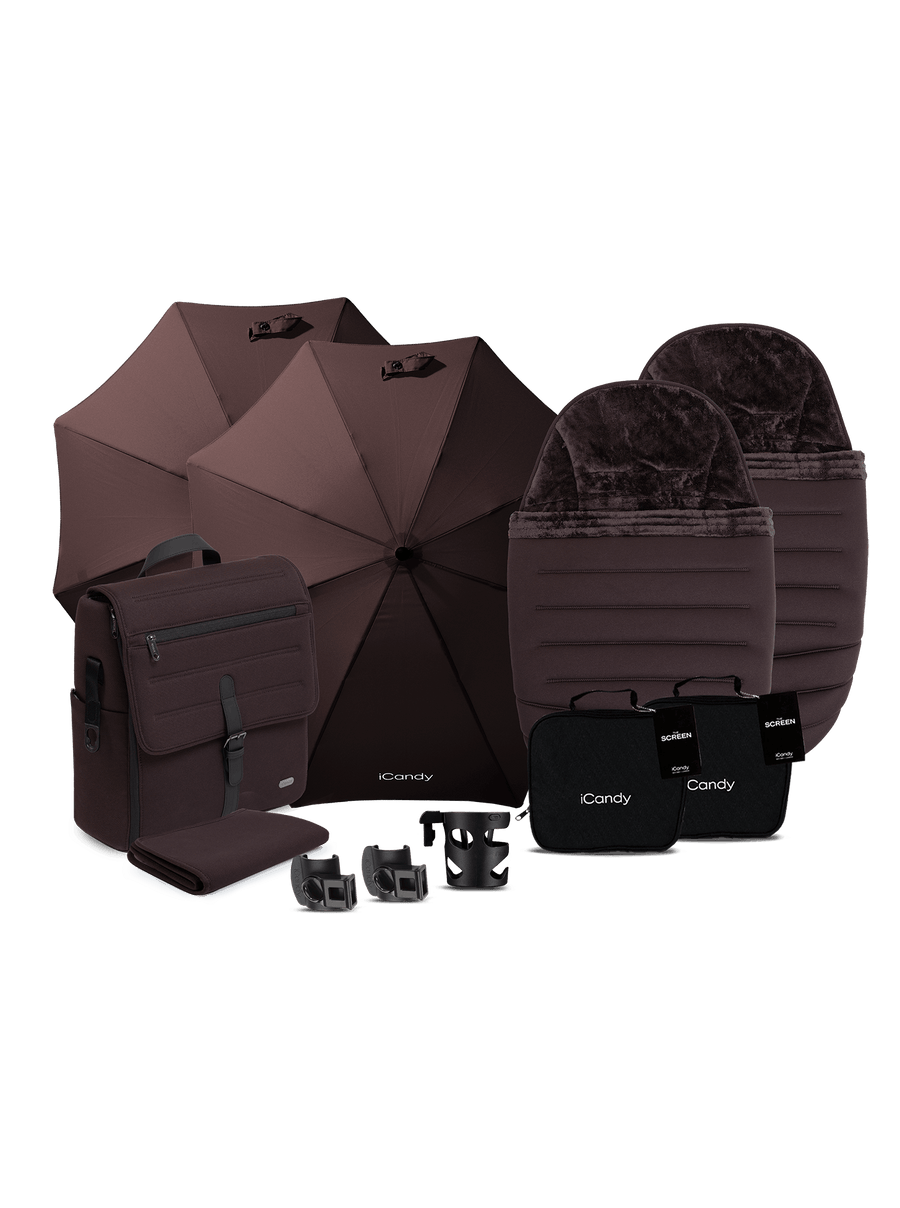 Peach 8 Coffee Bean Pushchair and Carrycot - Double Pushchair Bundle