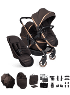 Peach 8 Pecan Pushchair and Carrycot - Double Pushchair Bundle