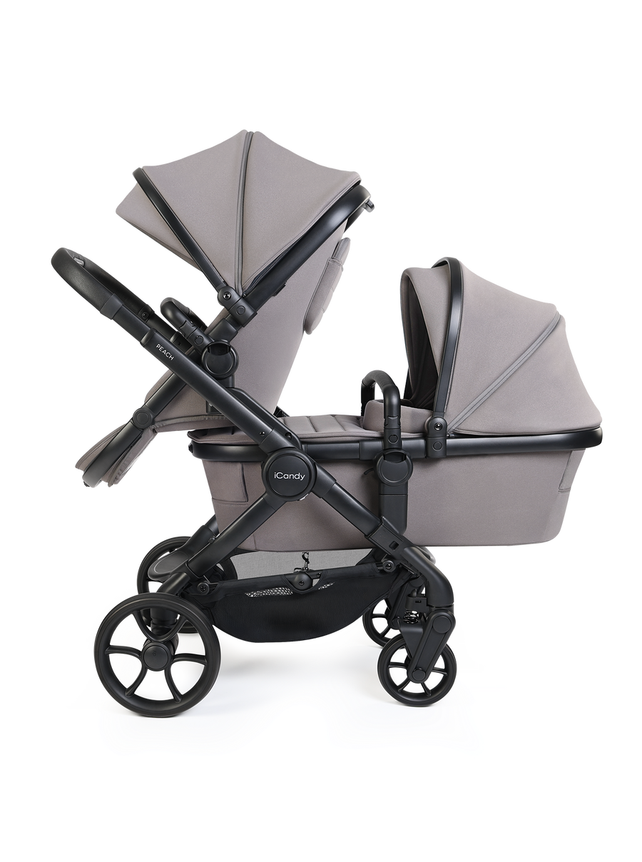 Peach 8 Porcini Pushchair and Carrycot - Double Pushchair Bundle