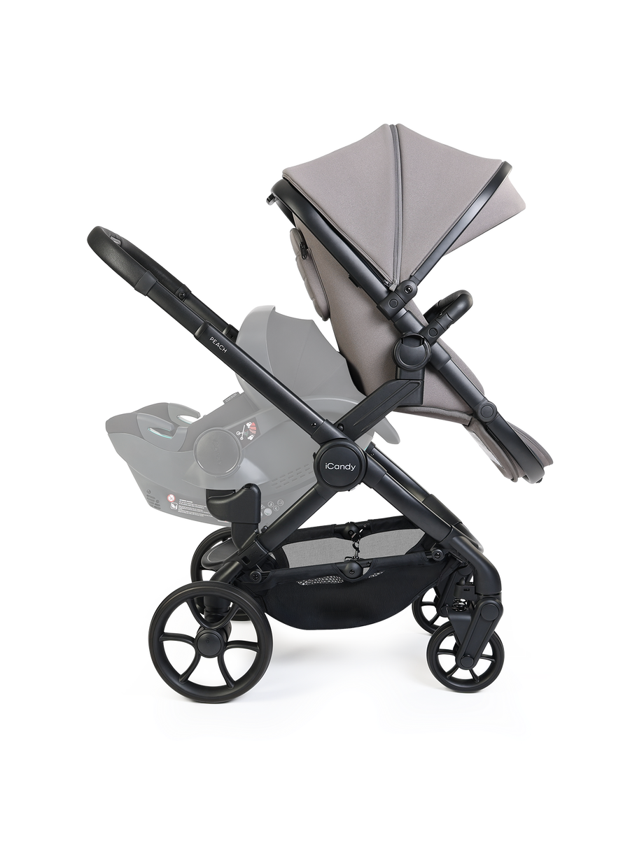Peach 8 Porcini Pushchair and Carrycot - Double Pushchair Bundle