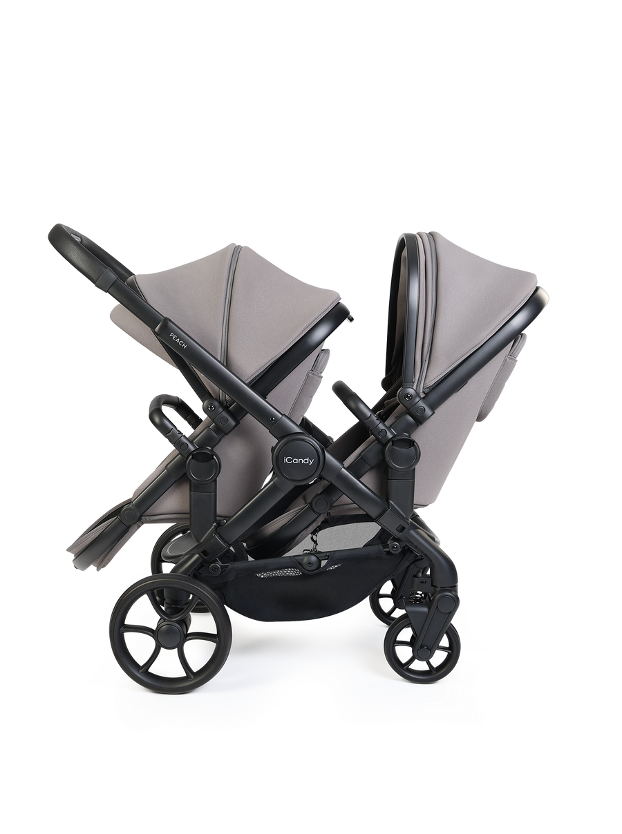 Peach 8 Porcini Pushchair and Carrycot - Double Pushchair Bundle