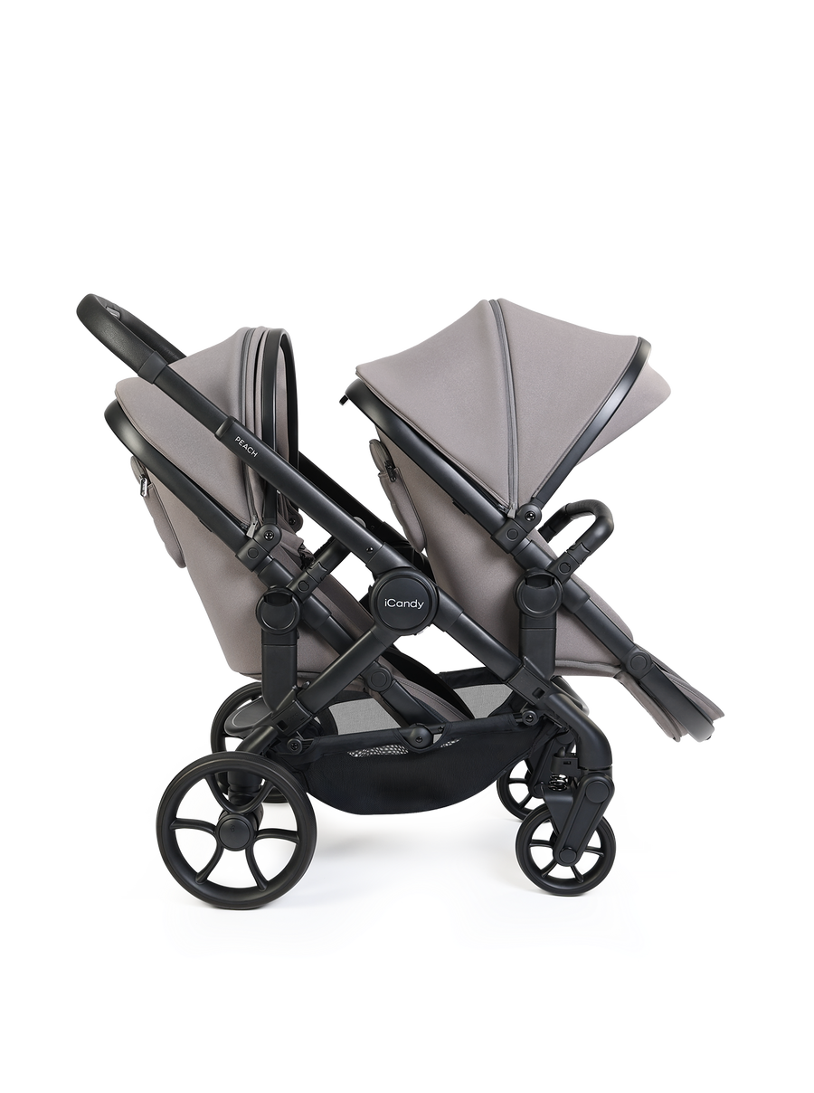 Peach 8 Porcini Pushchair and Carrycot - Double Pushchair Bundle