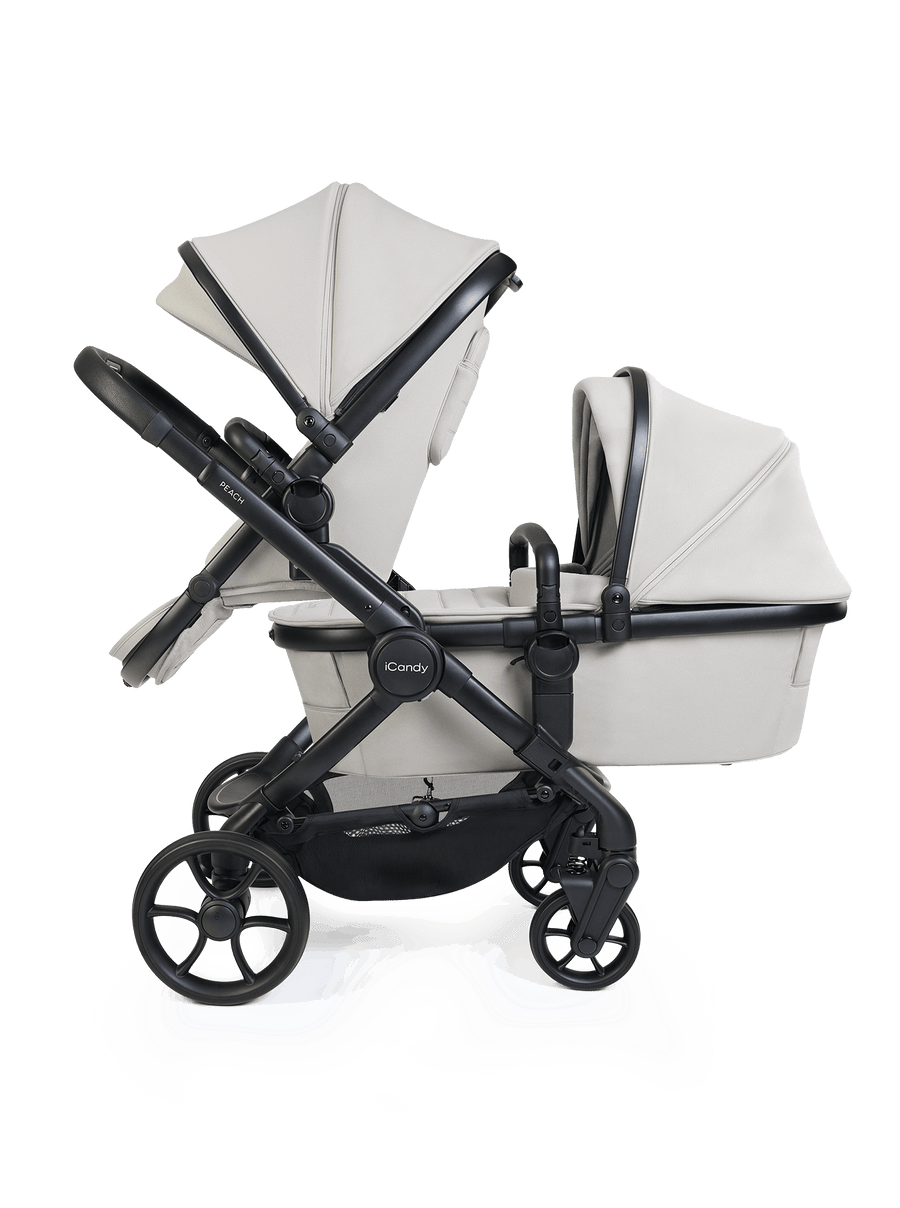 Peach 8 Taupe Pushchair and Carrycot - Double Pushchair Bundle