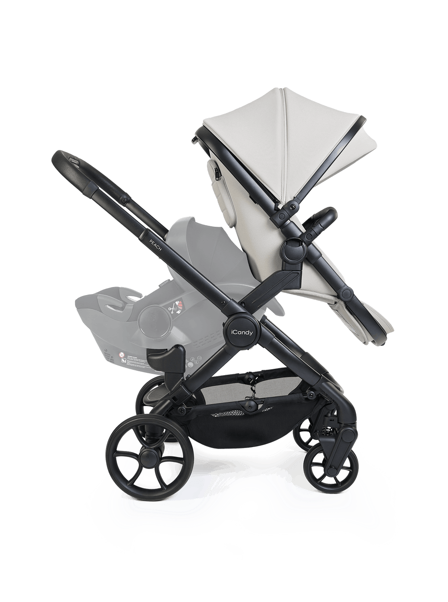Peach 8 Taupe Pushchair and Carrycot - Double Pushchair Bundle