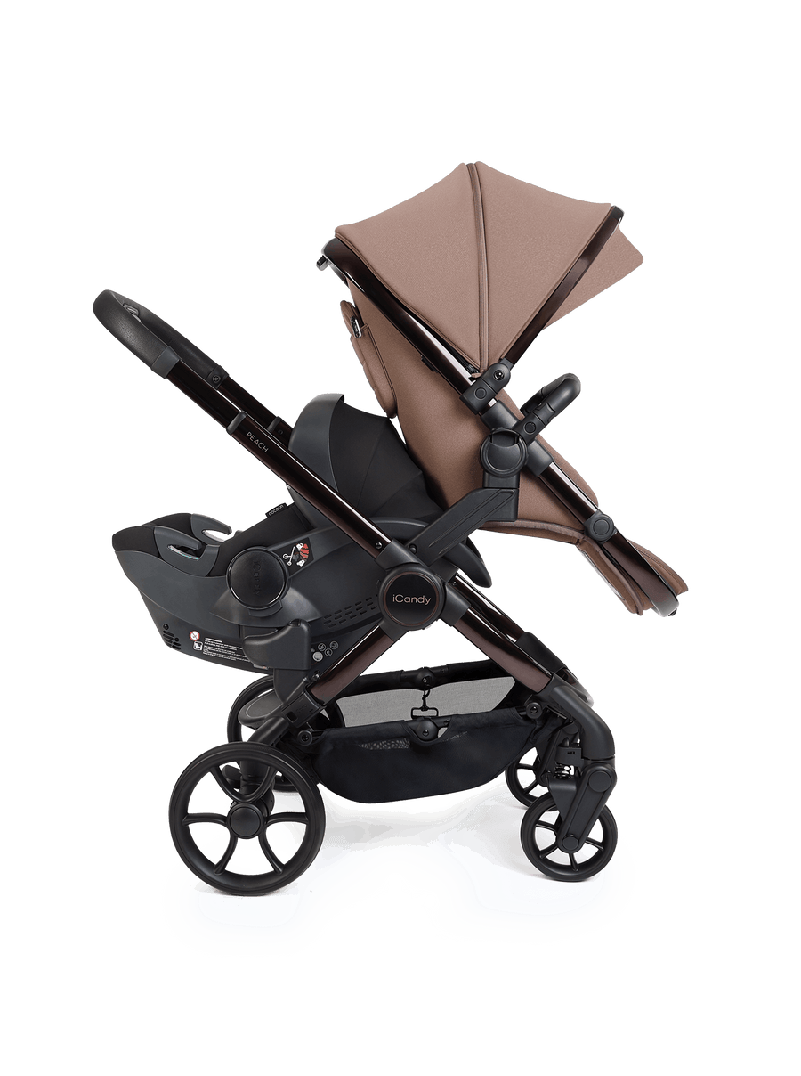 Peach 8 Coco Pushchair and Carrycot - Double 360 Car Seat Combo