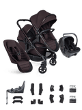 Peach 8 Coffee Bean Pushchair and Carrycot - Double 360 Car Seat Combo