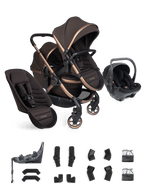 Peach 8 Pecan Pushchair and Carrycot - Double 360 Car Seat Combo