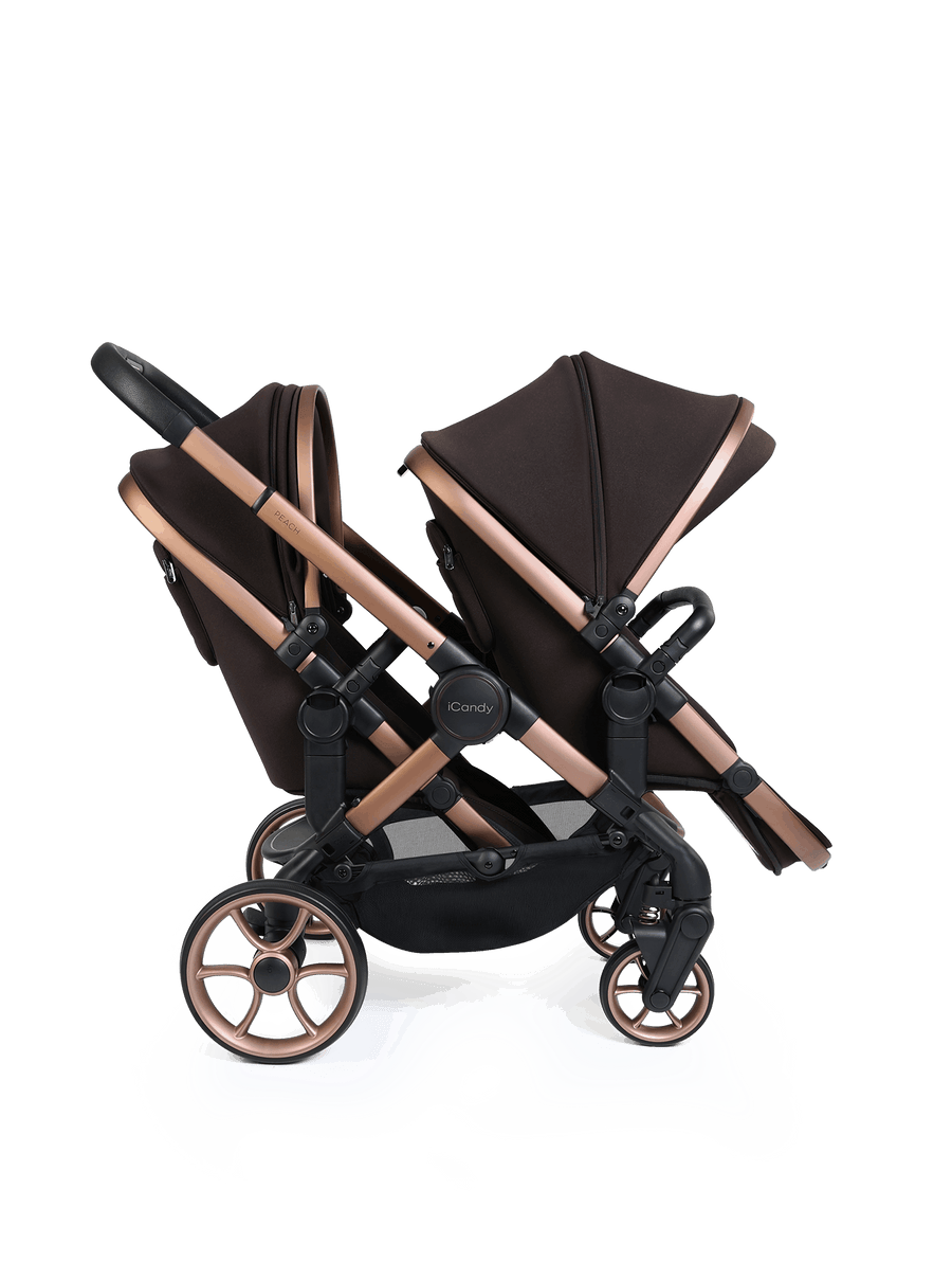 Peach 8 Pecan Pushchair and Carrycot - Double 360 Car Seat Combo