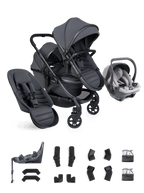 Peach 8 Grey Pushchair and Carrycot - Double 360 Car Seat Combo