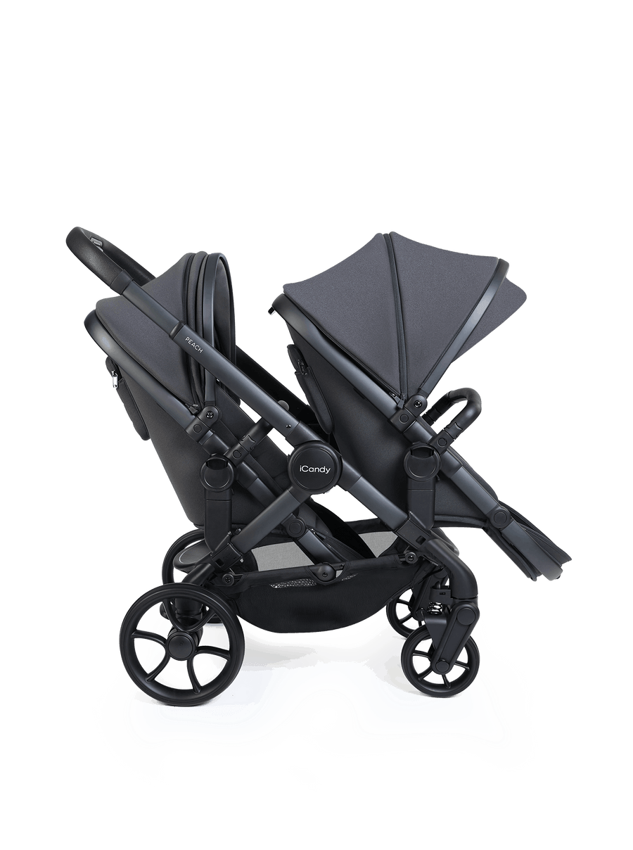 Peach 8 Grey Pushchair and Carrycot - Double 360 Car Seat Combo