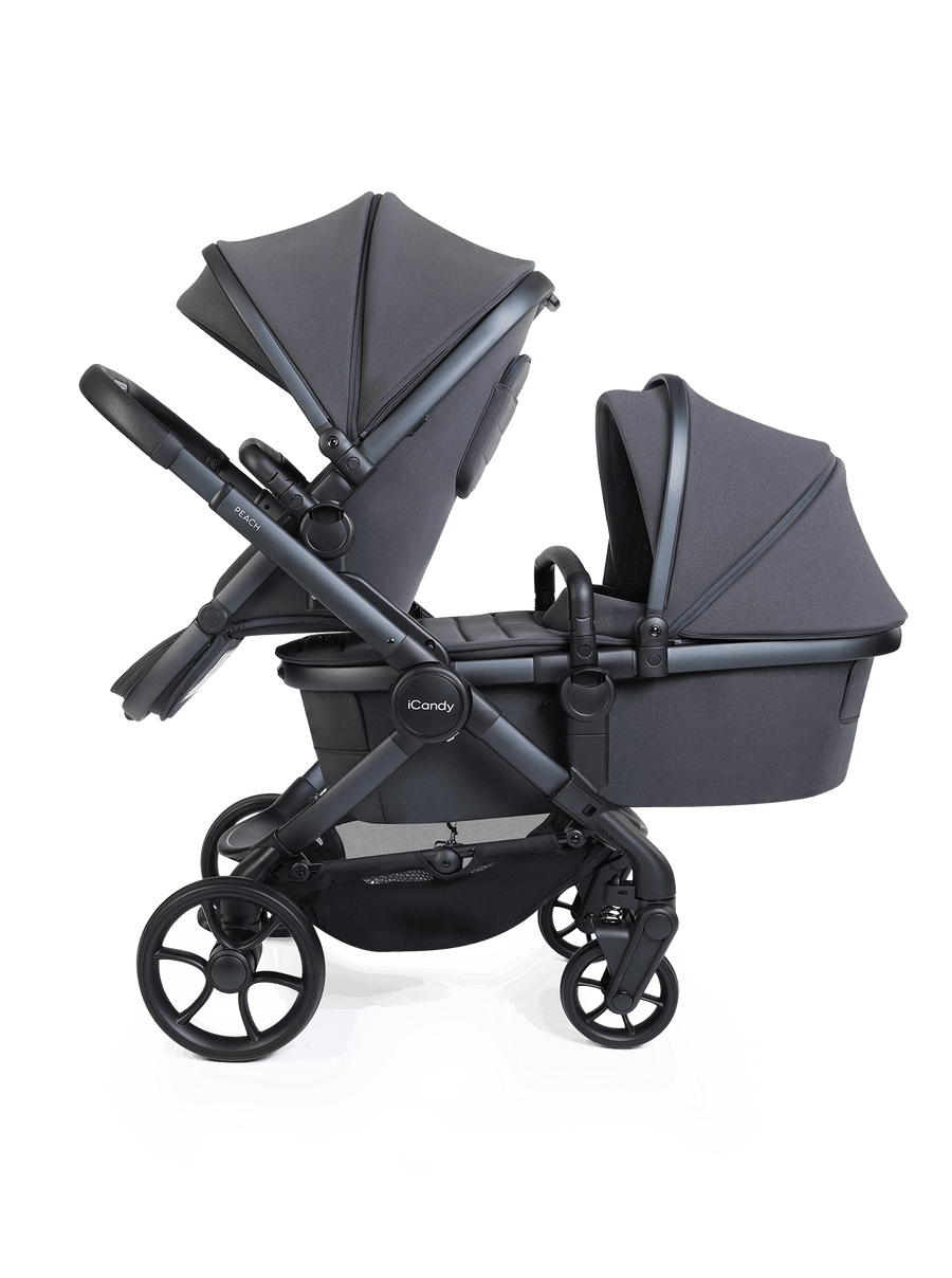 Peach 8 Grey Pushchair and Carrycot - Double 360 Car Seat Combo