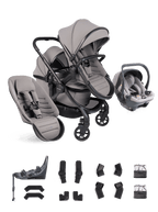 Peach 8 Porcini Pushchair and Carrycot - Double 360 Car Seat Combo