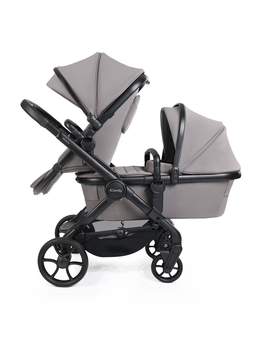 Peach 8 Porcini Pushchair and Carrycot - Double 360 Car Seat Combo