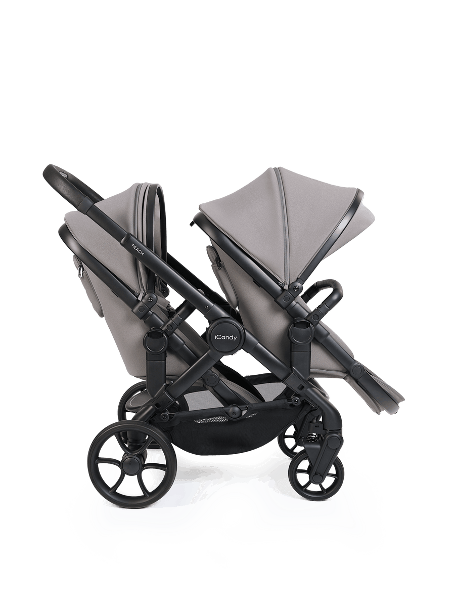 Peach 8 Porcini Pushchair and Carrycot - Double 360 Car Seat Combo