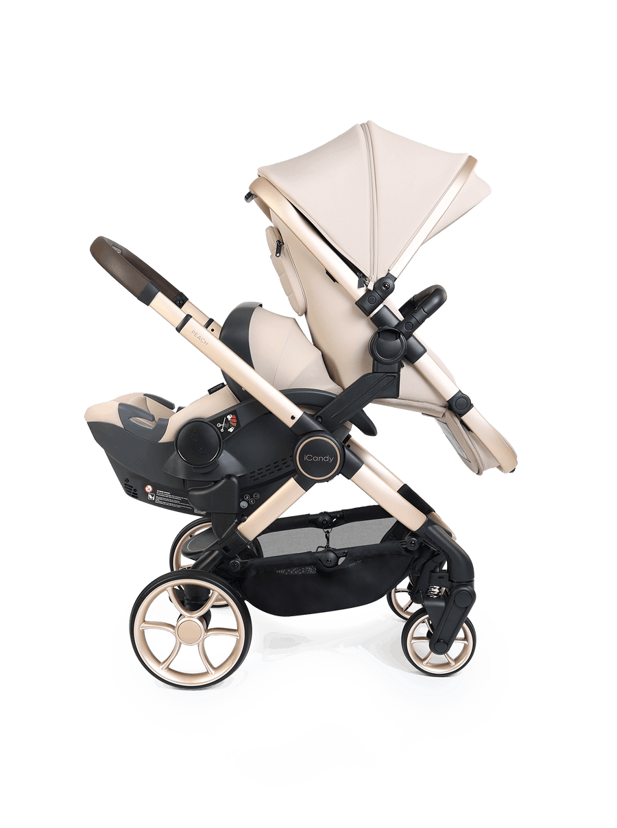 Peach 8 Biscotti Pushchair and Carrycot - Double 360 Car Seat Combo