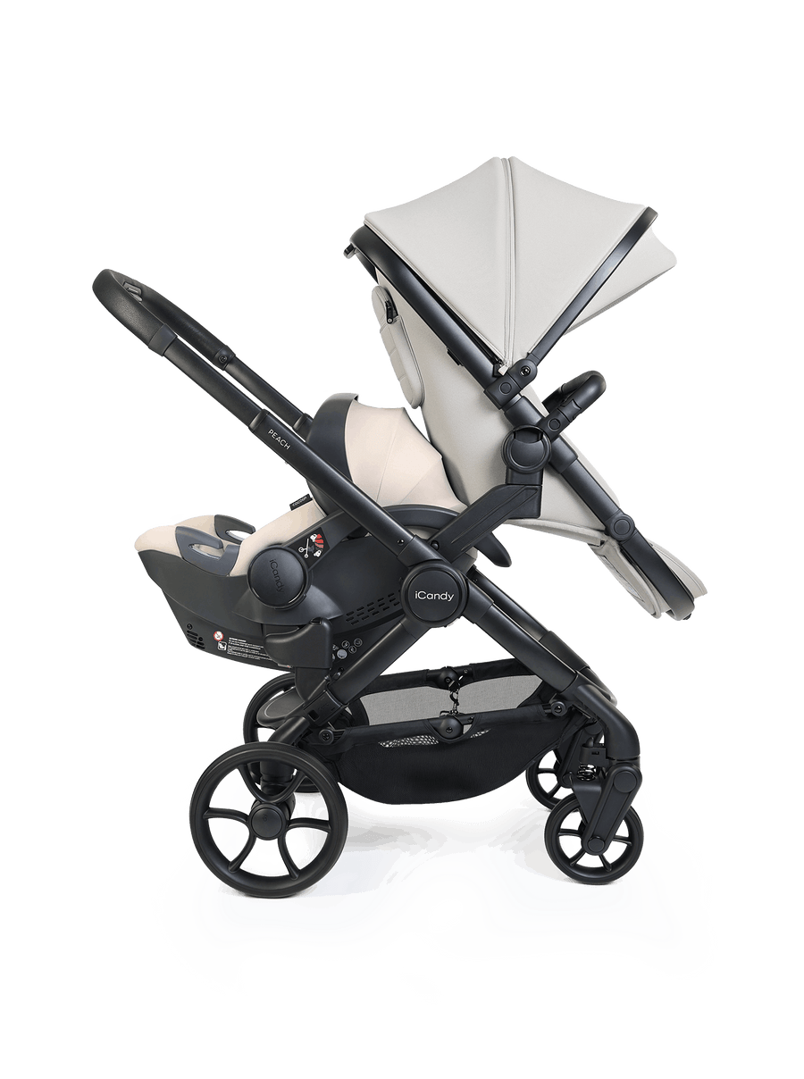 Peach 8 Taupe Pushchair and Carrycot - Double 360 Car Seat Combo