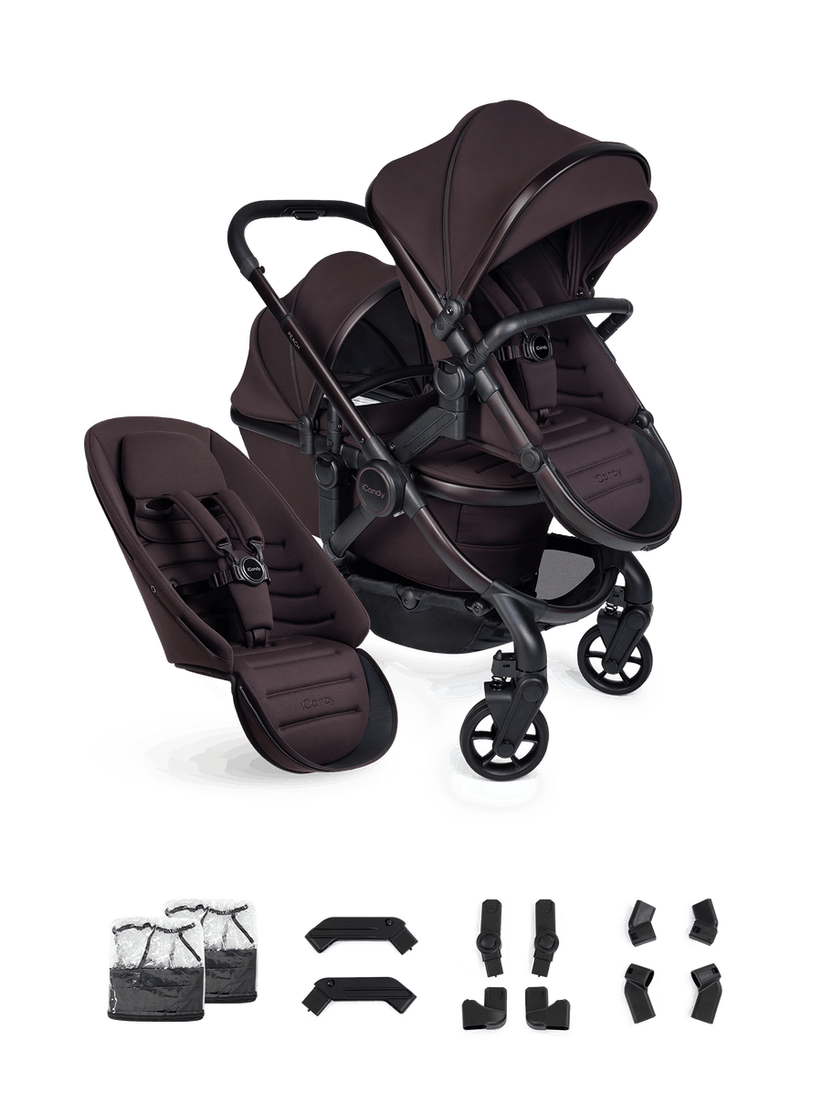 Peach 8 Coffee Bean Pushchair and Carrycot - Double