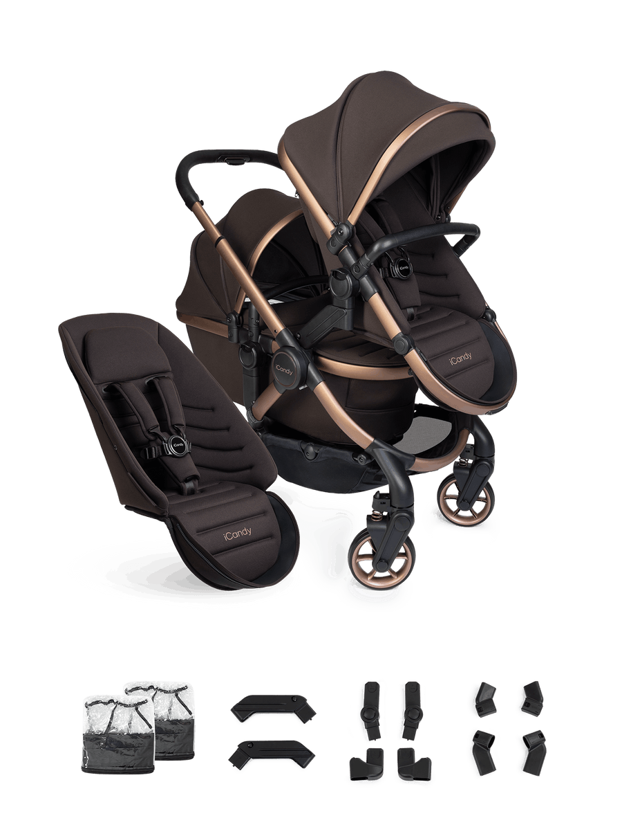 Peach 8 Pecan Pushchair and Carrycot - Double