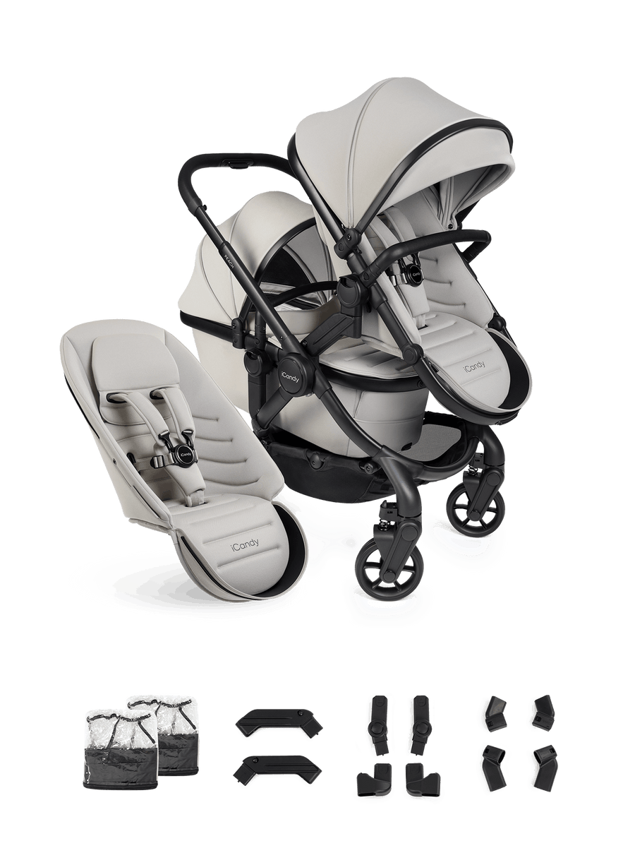 Peach 8 Taupe Pushchair and Carrycot - Double