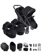 Peach 8 Black Pushchair and Carrycot - Twin Pushchair Bundle