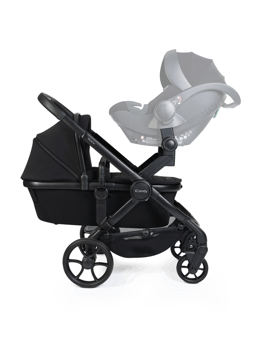 Peach 8 Black Pushchair and Carrycot - Twin Pushchair Bundle