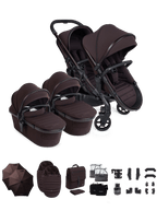 Peach 8 Coffee Bean Pushchair and Carrycot - Twin Pushchair Bundle