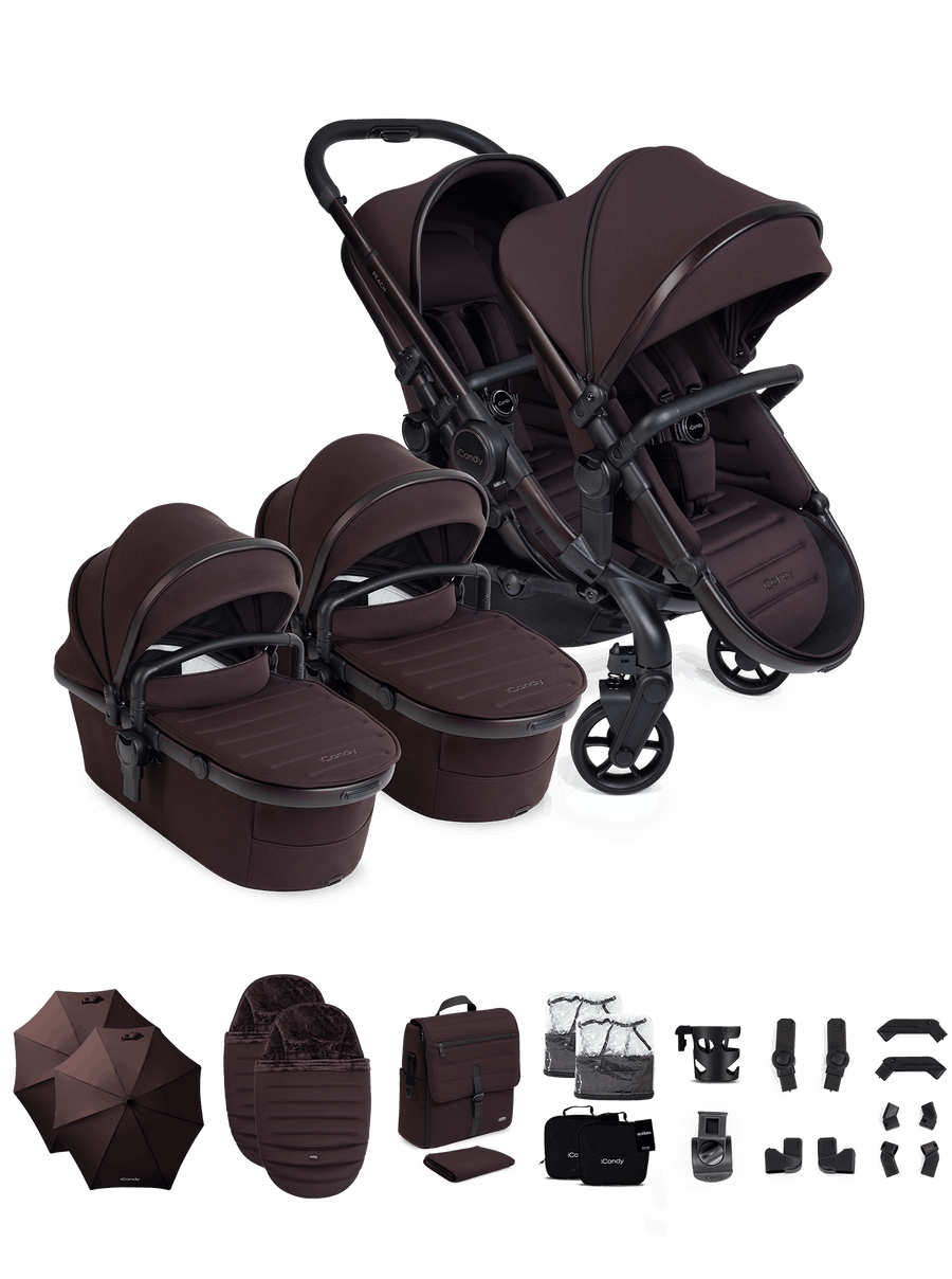 Peach 8 Coffee Bean Pushchair and Carrycot - Twin Pushchair Bundle