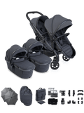 Peach 8 Grey Pushchair and Carrycot - Twin Pushchair Bundle