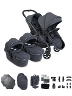 Peach 8 Grey Pushchair and Carrycot - Twin Pushchair Bundle
