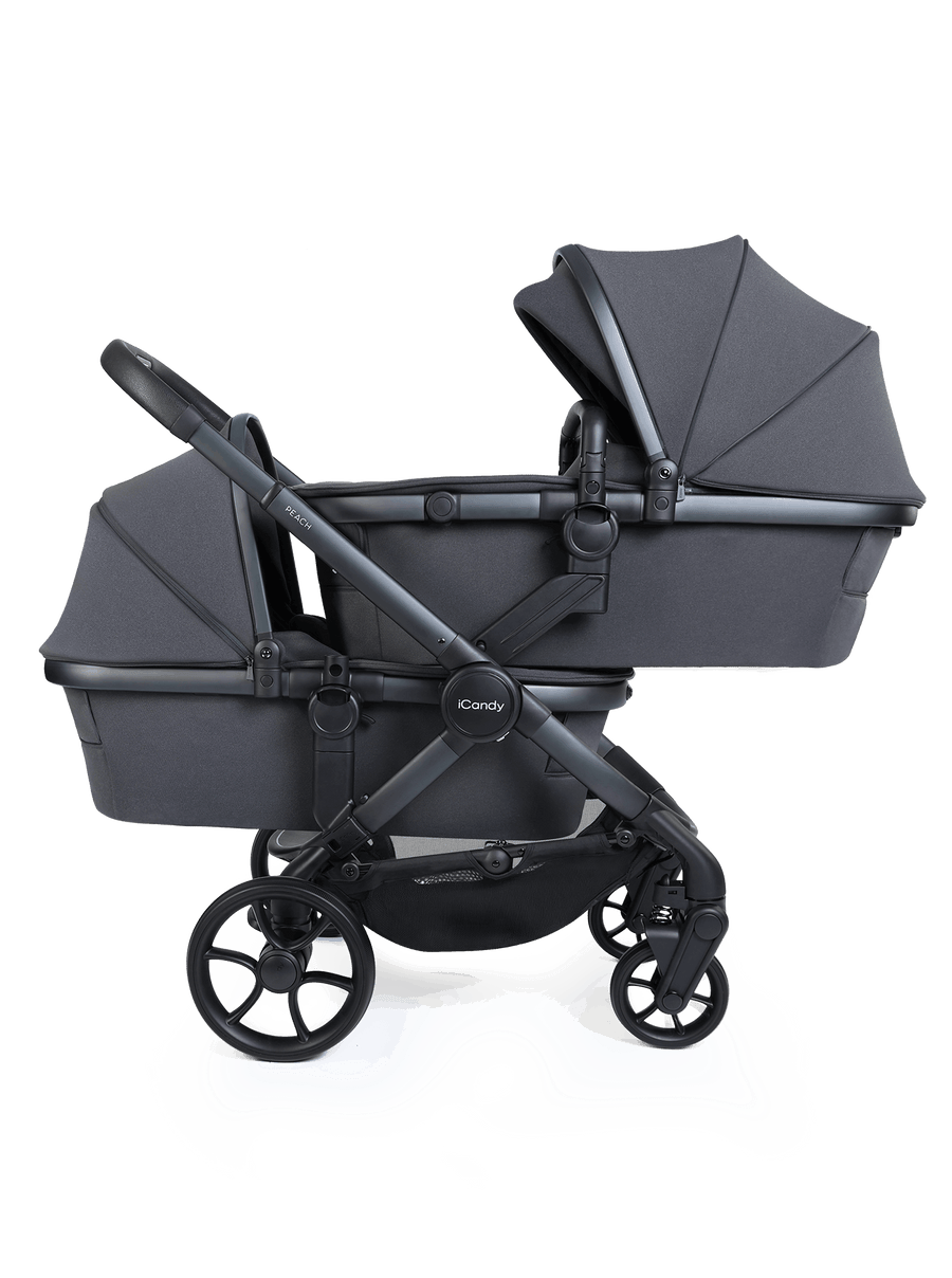 Peach 8 Grey Pushchair and Carrycot - Twin Pushchair Bundle