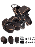 Peach 8 Pecan Pushchair and Carrycot - Twin Pushchair Bundle