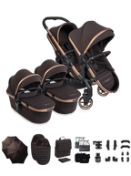 Peach 8 Pecan Pushchair and Carrycot - Twin Pushchair Bundle