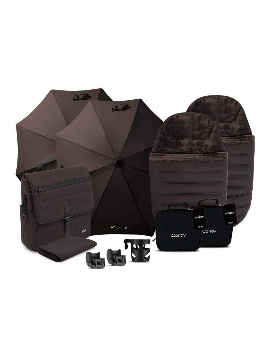 Peach 8 Pecan Pushchair and Carrycot - Twin Pushchair Bundle