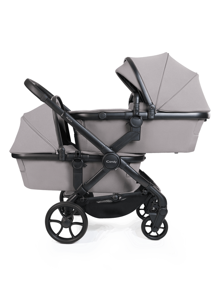 Peach 8 Porcini Pushchair and Carrycot - Twin Pushchair Bundle