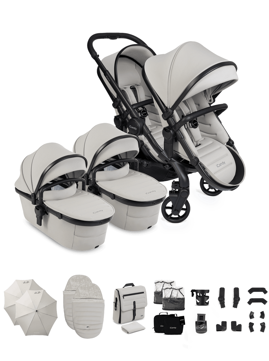 Peach 8 Taupe Pushchair and Carrycot - Twin Pushchair Bundle