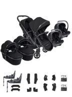 Peach 8 Black Pushchair and Carrycot - Twin 360 Car Seat Combo