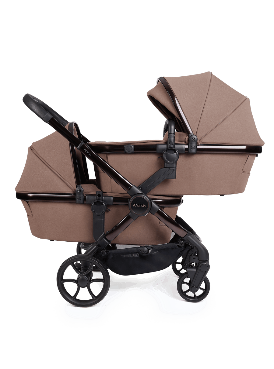 Peach 8 Coco Pushchair and Carrycot - Twin 360 Car Seat Combo