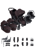 Peach 8 Coffee Bean Pushchair and Carrycot - Twin 360 Car Seat Combo