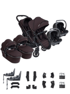 Peach 8 Coffee Bean Pushchair and Carrycot - Twin 360 Car Seat Combo
