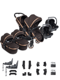 Peach 8 Pecan Pushchair and Carrycot - Twin 360 Car Seat Combo
