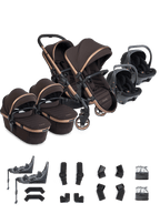 Peach 8 Pecan Pushchair and Carrycot - Twin 360 Car Seat Combo