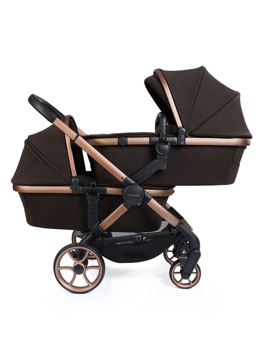 Peach 8 Pecan Pushchair and Carrycot - Twin 360 Car Seat Combo