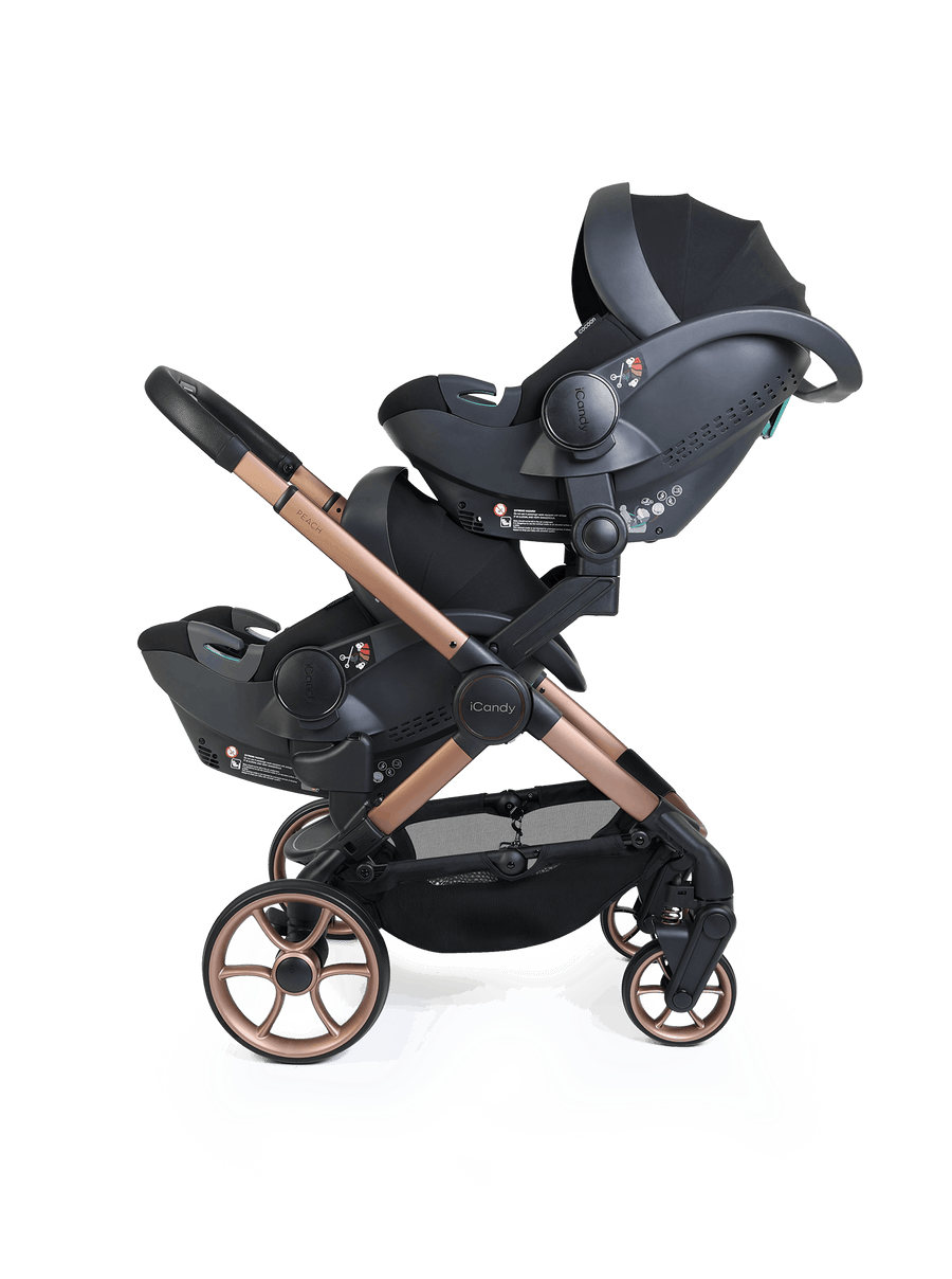 Peach 8 Pecan Pushchair and Carrycot - Twin 360 Car Seat Combo