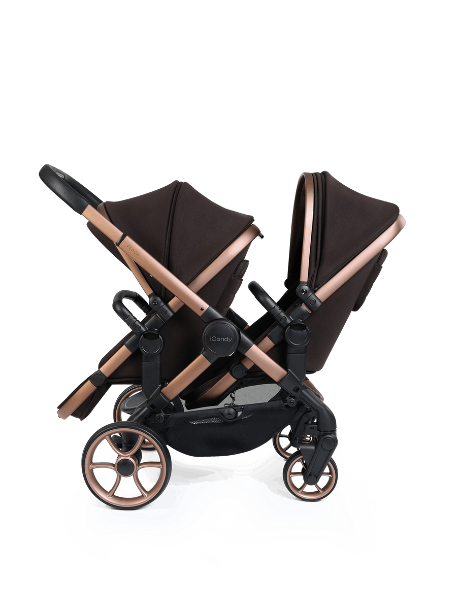 Peach 8 Pecan Pushchair and Carrycot - Twin 360 Car Seat Combo