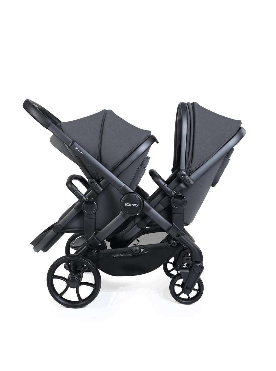 Peach 8 Grey Pushchair and Carrycot - Twin 360 Car Seat Combo