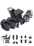 Peach 8 Grey Pushchair and Carrycot - Twin 360 Car Seat Combo