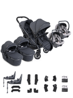 Peach 8 Grey Pushchair and Carrycot - Twin 360 Car Seat Combo
